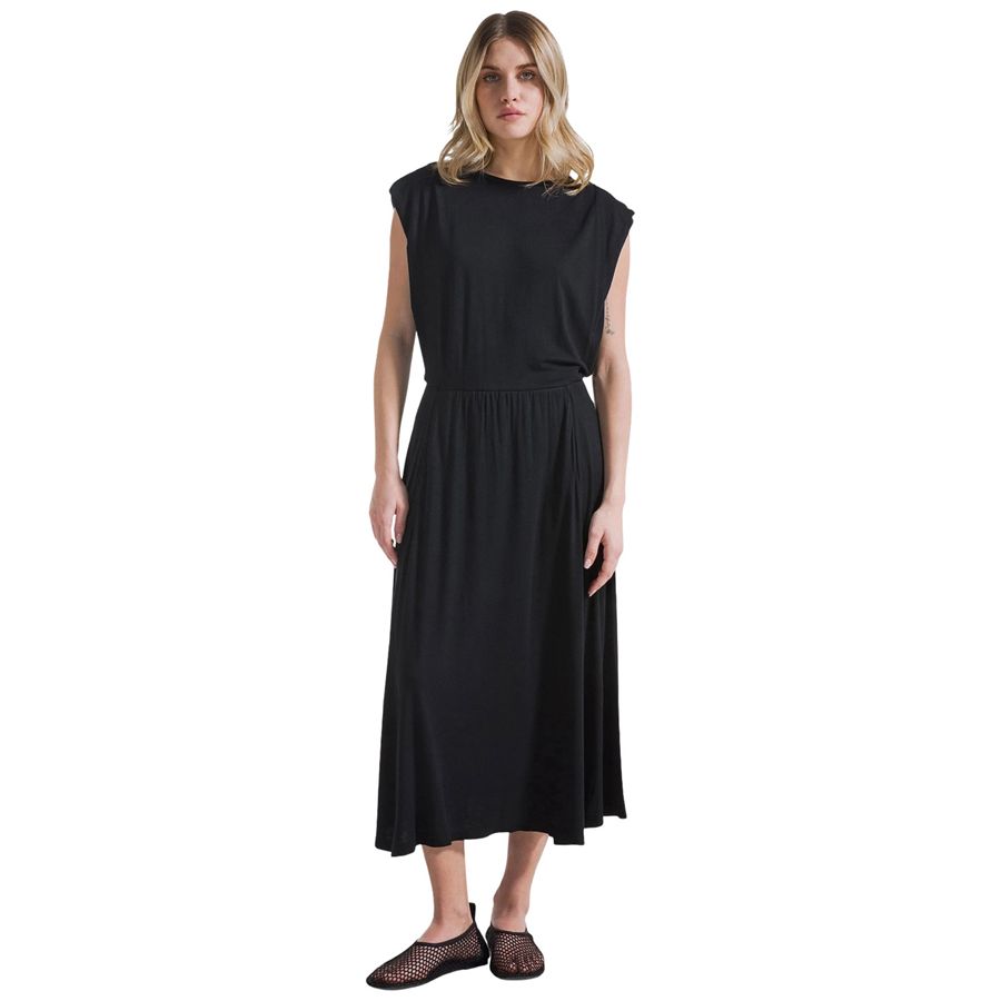 Abito in viscosa ecovero con overlay laterale nero da donna Deha | D4228710009